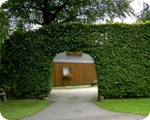 Eifelhaus hinter der Hecke versteckt